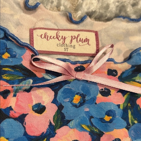 Cheeky Plum Kids Pajama Set - Blue and Pink Floral - Picture 2 of 3